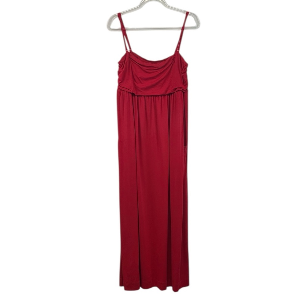 Soma Red Jersey Knit Spaghetti Strap Maxi Dress Lounge Travel Dress L - Picture 3 of 6